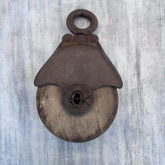 Ant. Louden K288 Cast Iron and Wood Hay Trolley Barn Pulley Rustic Primitive VTG - Picture 3 of 5